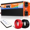 FT feiteeng Inverter da 3000 W, 12 V a 230 V, con 2 prese europee e porta USB-C e indicatore di tensione LCD QC 3.0, per camper elettrodomestici