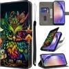 YiChZhe Custodia a portafoglio per Samsung Galaxy A53 5G, con funzione leggio e scomparti per carte di credito, magnetica, compatibile con Samsung A53 con gufo colorato