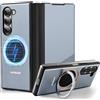 NIFBANG Custodia per Samsung Galaxy Z Fold 6 con Magsafe, girevole a 360°, in vera pelle + metallo in alluminio] antiurto