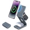 Pixelure Stazione di ricarica induttiva pieghevole 3 in 1, stazione di ricarica per telefono e Apple Watch, statio di ricarica wireless induttiva, 15 W, per Phone 8-16, per Apple Watch S1-S8/SE/Ultra, per