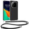 kwmobile Custodia Compatibile con Xiaomi Redmi Note 14 Pro+ 5G / Redmi Note 14 Pro Plus 5G Cover - Back Case in Silicone TPU - Protezione Smartphone con Cordino - trasparente/nero