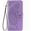 DESSEN Cover per Oukitel C33, Custodia Magnetic in Pelle Morbida PU Goffrata a Farfalla, con Stand e Card Slot Bumper Retro portafoglio case. Lavender