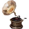 Freshnewlooks Grammofono Replica Player 78 rpm Round Embossed phonograph Brass Horn