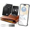 Tukio AirTag Card, Wallet Tracker Card Compatibile Apple Dov'è (solo iOS), Buletooth localizzatore IP68 Resistente, Smart Tag per Valigie, Portafoglio, Borse, Bagagli, Passaporto, Nero 4 Pezzi