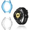 yystao (2 pezzi) Custodia per Huawei Watch GT6, yystao TPU Mezzo Gamma Cover Compatibile con Huawei Watch GT6 46MM, Ammortizzante, Leggera, Blu e Trasparente
