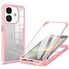 RonRun Cover per OPPO A40 4G, 360 Gradi Antiurto Custodia con Protezione Schermo Integrata Trasparente Rugged TPU Bumper Doppia Protettiva Cover per OPPO A40 4G - Rosa
