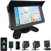 VSYSTO Carplay Carplay Car Wireless Carplay & Android Auto con 3 Fotocamere, Portatile 5 Pollici Carplay Touch Screen Dashcam Bluetooth, WiFi, GPS, Monitoraggio del Parcheggio, AUX/FM