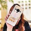 Generi Custodia per telefono compatibile con ZTE Blade A76 5G, glitter TPU protezione lente del telefono sabbie mobili cartone animato anti-bussare carino supporto girevole durevole