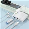 MTAKYA Adattatore 3 in 1 da Lightning a jack da 3,5 mm per cuffie+carica+adattatore per fotocamera, certificato Apple MFi, adattatore audio AUX USB a iPhone OTG, per collegare chiave/lettore di