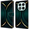 CLM-Tech Custodia compatibile con Xiaomi Redmi Note 14 PRO 5G, Sintetica Pelle Cover, Portafoglio con Funzione Supporto e Slots, Case Bordo Dorato