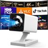 FECLYDET Mini proiettore Android 11, 120 ANSI Lumen 4K Videoproiettore con rotazione 180° e Auto Keystone