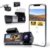 KANDUO Dash Cam a 3 canali 2K per auto, fotocamera anteriore e posteriore, app Wi-Fi integrata, ADAS BSD con navigazione GPS, DVR per auto con visione notturna a infrarossi, videoregistratore grandangolare