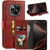 UOGNADGD Custodia in Pelle a Libretto Compatibile con Doogee V Max Play Pro Portafoglio con Slot per Carte, Chiusura Magnetica, RFID Antiurto (Rosso)