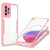 Lnxlanxx Cover Compatibile per Samsung Galaxy A53 5G Trasparente Anteriore e Posteriore Silicone Duro PC Case Antiurto Bumper Protettiva Resistente Custodia (Rosa)