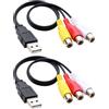 TERNCOEW Adattatori AV da USB a 3 RCA 0,25 metri, 3 jack femmina, splitter per installazioni con spazi limitati per PC, TV, collegamento cavo audio video composito USB