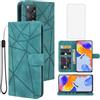 Tothedu Custodia per Redmi Note 11 Pro (4G/5G)/Note 11E Pro/Note 12 Pro 4G con vetro temperato, custodia in pelle con porta carte di credito, telefono per Xiaomi Redmi Note 11 Pro verde