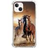 Cozmaison Custodia marrone con cavalli compatibile con iPhone 13, custodia con cavalli che corrono per iPhone 13, custodia paraurti in TPU alla moda