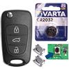 mt key Hyundai - Chiave per auto, telecomando, 3 tasti, alloggiamento + micro tasto + batteria vergine per Hyundai