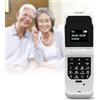 flexman Telefono a Conchiglia 2G, Telefoni Cellulari con Pulsante di Ricarica USB per Anziani, Schermo OLED da 0,66 Pollici, 64X48 Pixel, Batteria al Litio da 300 mAh, Audio Hifi, Combinatore BT(Bianco)