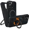 COODIO Cover in Pelle con Supporto Girevole di 360° per iPhone 14 PRO 6,1 Pollici, Custodia Magnetica Compatibile con MagSafe, Cover Sottile e Creativa, Nero