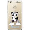 dakanna Custodia Compatibili con [Huawei P8 Lite 2017] Sfondo Trasparente con Disegni [Panda Magic Unicorn] in Morbida Silicone TPU Flessibile, Shell Case Cover in Gel per Smartphone