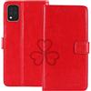 TienJueShi Rosso Premium Retro Stand Portafoglio TPU Silicone Caso per LG K42 K52 K62 6.6 inch in Pelle Case Copertina Custodia Protettiva Cover