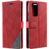SONWO Cover per OnePlus 9 PRO, Flip Caso in PU Pelle Case Cover Portafoglio Custodia per OnePlus 9 PRO, [Kickstand] [Slot per Schede], Rosso