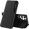 Fiyer Custodia per Samsung Galaxy S23 Ultra Custodia Clear View pieghevole in pelle Custodia protettiva per Galaxy S23 Ultra con supporto a 360 antiurto e antigraffio per Samsung S23 Ultra Case (nero)