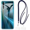 Shantime Custodia e Tracolla Compatibile con TCL 20 SE Cover per Telefono e Cinturino da Collo Regolabile con Fibbie in Metallo e 2 Patch(Chiaro + Blu)