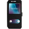 moex® Cover a clip, finestra schermo compatibile con Samsung Galaxy A3 (2016) | Supporto + magnete, Nero