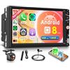 Rimoody 8 Core 6G+128G Android Autoradio 2 Din con Wireless Carplay Android Auto 4G SIM WiFi BDS GPS Navi 7 Pollici Touchscreen Autoradio con Mirror Link Bluetooth AM/FM/RDS DSP EQ/SWC Telecamera Posteriore
