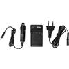 vhbw caricatore compatibile con Casio Exilim EX-ZR100, EX-H35, EX-TR100 camera camcorder - Stazione di carica + cavo auto, spia di carica