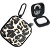 Becho Custodia rigida in EVA antiurto per auricolari con cerniera, moschettone e fodera in velluto, per AirPods/Galaxy Buds/Sony (leopardo)