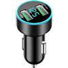 LEIBOCHAO Accendisigari USB, mini caricatore per auto, in lega di metallo, ricarica rapida, compatibile con 16 15 Pro Max Pad S24 Galaxy e altro ancora