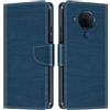 Shantime Custodia in Pelle PU a Righe Compatibile con Nokia 5.4, Cover Portafoglio con Chiusura Magnetica, Scomparti Carte e Funzione Stand (Blu)