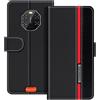 UOGNADGD Custodia in pelle a righe per Blackview BV8800 - Nero | 6.58 Custodia portafoglio flip con blocchi di colore, chiusura magnetica, supporto e portacarte