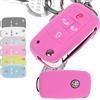 mt key Chiave pieghevole Custodia in silicone per chiave auto rosa compatibile con VW Multivan Sharan T5 T6 Caddy Seat Alhambra