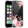 Jhxtech Custodia per iPod Touch 6 / Touch 5 / Touch 7 ragazze donne, sottile antiurto trasparente motivo floreale morbido flessibile TPU custodia protettiva per iPod Touch 7 Rose Flower