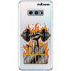dakanna Custodia per [Samsung Galaxy S10e] Sfondo Trasparente con Disegni [Mano con Pesi nel Fuoco e Frase Motivazionale, Train Hard] in Morbida Silicone TPU Flessibile, Shell Case Cover in Gel