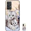 HopMore Nero Cover per Samsung Galaxy A52 5G / Samsung A52 4G Silicone Morbide Disegni Custodie Bella Custodia Antiurto Gomma Case Morbido Caso Gel AntiGraffio - Due Gatti