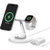 Belkin WIZ023MYWH Caricabatterie per dispositivi mobili Cuffie, Smartphone, Orologio intelligente Bianco USB Carica wireless Interno (PRO 3IN1 15W MAG CHARGING STAND WHT)