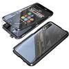 Hkess Custodia per Huawei Honor 9X (6.59) Cover Magnetica Adsorbimento Tecnologia 360 Gradi Protezione Bumper in Metallo Cassa Schermo Intero Prima e Dopo Trasparente Vetro Temperato Flip Case,Nero