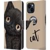 Head Case Designs Licenza Ufficiale Animal Club International Gatto Nero Facce Custodia Portafoglio in Pelle Compatibile con Apple iPhone 15
