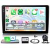 Rimoody 4G+64G Wireless Carplay Android Autoradio per Citroen C5 2008-2017 10.1 Pollici Incell Schermo Autoradio con Android Auto GPS Navi WiFi Mirror Link Bluetooth FM/RDS EQ/USB/SWC Telecamera Posteriore
