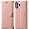 LOLFZ Custodia A Portafoglio LOLFZ Per iPhone 12 Pro Max, Custodia In Pelle Vintage Supporto Per Carta Con Cavalletto Chiusura Magnetica Per Iphone 12 Pro Max 7.7 Pollici - Oro Rosa