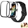 Ksywydu 2 Pezzi Cover con Vetro Temperato per Xiaomi Redmi Watch 4 44mm, Custodia Completa con Cover Rigida in PC, Pellicola Protettiva HD Clear e Anti-Graffio, 1 Trasparente + 1 Nero