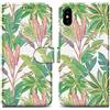 Cadorabo Custodia compatibile con Apple iPhone X/XS - Design Foresta Pluviale Verde No.8 - Coperchio protettiva con chiusura magnetica, funzione stand e tasca per le carte