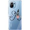 Mixroom - Cover Custodia Case In TPU Silicone Morbida Sfondo Trasparente Per OPPO A5x 5G / 4G Fantasia Iniziali Lettera A con fiori