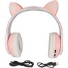 Cyrank Cuffie da Gioco Wireless, Cuffie Cat Ear Over Ear Cuffie Bluetooth Cuffie Musicali Pieghevoli con Luce a LED per Computer Portatile del Telefono(Rosa)