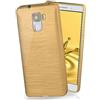 moex Cover in Silicone Compatibile con Huawei Honor 7/7 Premium | Effetto Alluminio Spazzolato, Oro